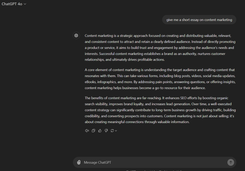 A short essay on content marketing with ChatGPT - Rankingz