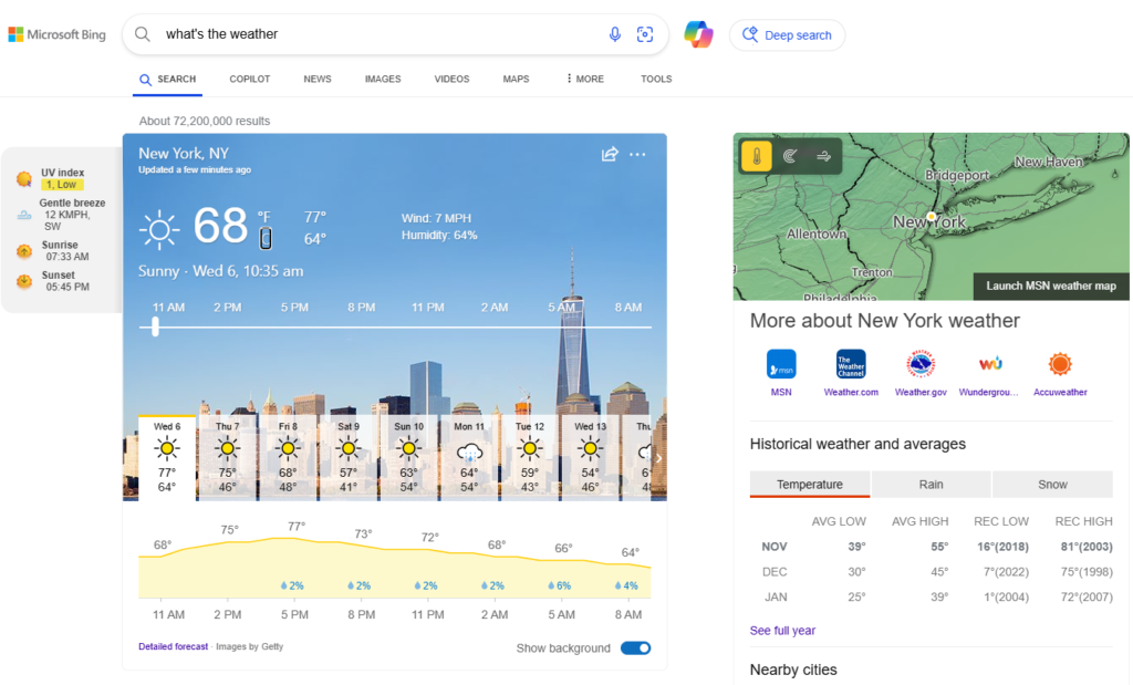 What's the weather check in Bing - Rankingz